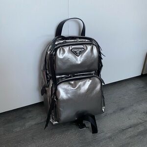 Prada Shiny Silver Women’s Backpack
